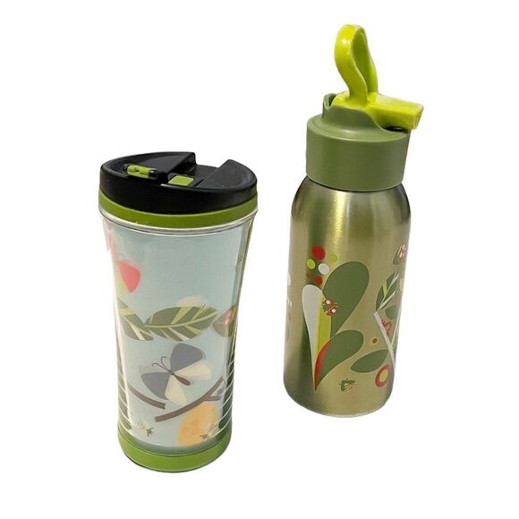 Two Starbucks Kids Travel Bottles Stainless Steel and Plastic Green - Picture 2 of 9